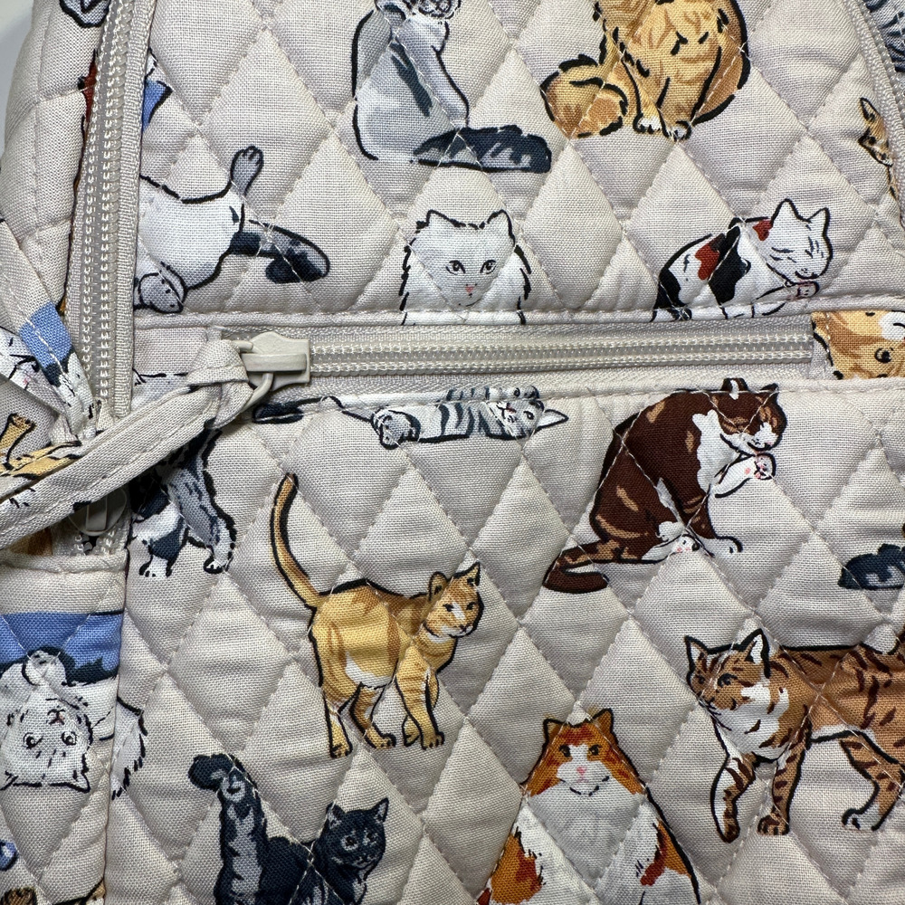 New Vera Bradley A Cats Life Essential Sling Backpack Cotton Beige - Picture 3 of 5